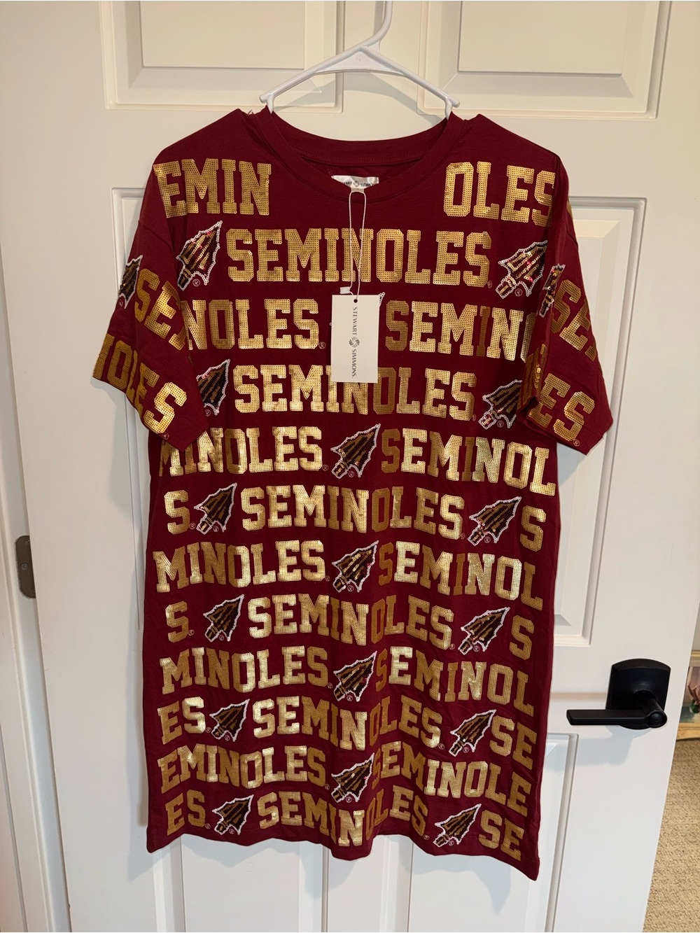 Florida State Seminoles Maroon  Sequin T-Shirt Dress NWT FSU